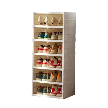 Двухрядная Бесплатная Обувная коробка, Прозрачный Обувной шкаф, коробка для хранения, Пластиковый материал, Складной Стеллаж для гостиной, спальни