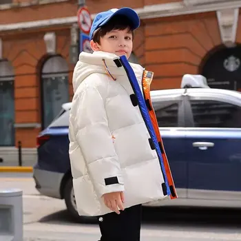 Новая Пуховая куртка для мальчиков, зимняя плотная теплая верхняя одежда, Детская парка для мальчиков-30, зимний костюм с капюшоном для подростков 10, 12, 14 лет 2022