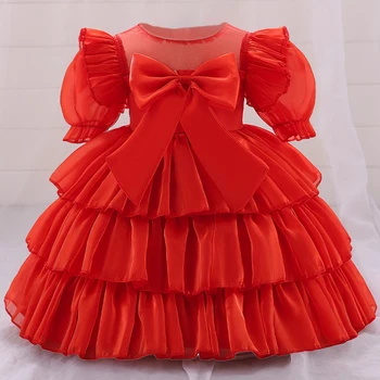 Платье для новорожденных девочек на день рождения для детей 1-2 лет, Кружевная Белая одежда для Крещения, Элегантное платье для девочек на Крестины