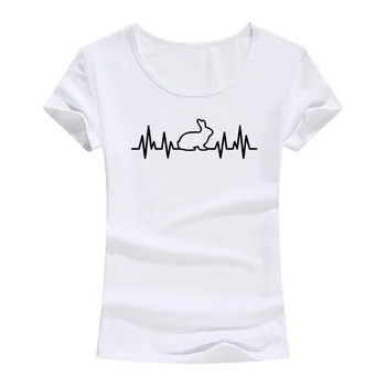 Женская футболка с принтом сердцебиения и кролика, Хлопковая повседневная забавная футболка для леди Ен, футболка для девочек, хипстерская одежда