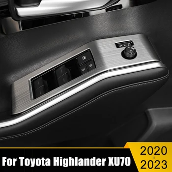 Для Toyota Highlander XU70 2020 2021 2022 2023 Гибридное Автомобильное Оконное Стекло Из Нержавеющей Стали, Панель Переключателя Подъема, Накладка На Подлокотник, Наклейки
