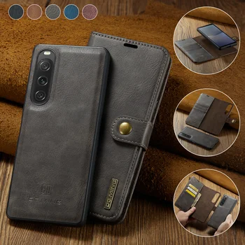 Магнитный чехол-бумажник с откидной крышкой Для телефона Sony Xperia 1 V 10 V с клипсой-подставкой, Слот для карт памяти 2-в-1, Противоударный защитный кожаный чехол