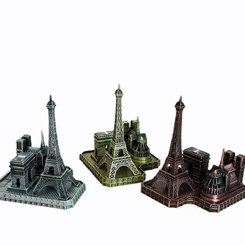 Креативная Парижская металлическая статуэтка, Модель здания, Аксессуары для домашнего декора, Триумфальная арка Нотр-Дам, Башня, Статуя Подиума в церкви