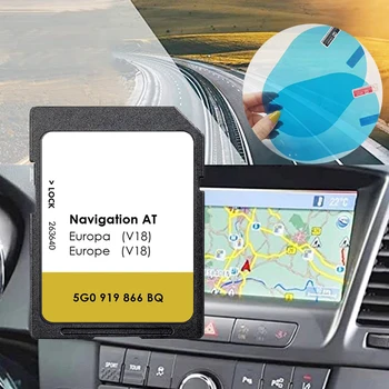Для VW Откройте для себя Мультимедийную навигацию На карте Великобритании, Великобритании, Европы, Ирландии, спутниковой навигации, SD-карту V18 с наклейками против запотевания