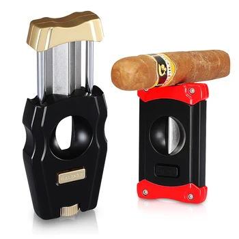 GALINER Cigar V Cutter Портативная Металлическая Гильотина для перфорации сигар Карманный держатель для Сигар