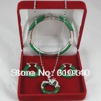 001770 Красивый темно-зеленый малайский браслет, серьги с подвеской