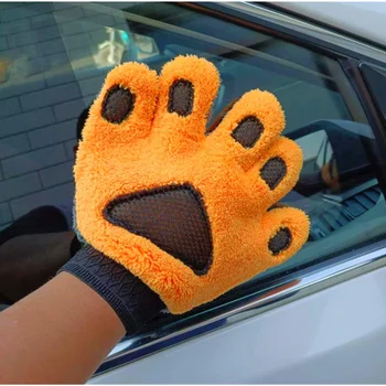 Перчатки из синели из микрофибры для автомойки с пятью пальцами, мягкая толстая рукавица для чистки автомобиля, двусторонняя перчатка для ухода за деталями автомобиля