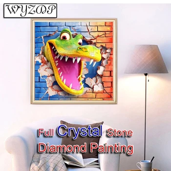 5D DIY Картина с кристаллами Крокодил, Полная Квадратная Мозаика, Вышивка крестиком, Набор для Дома Docer Crystal Diamond Art 230823