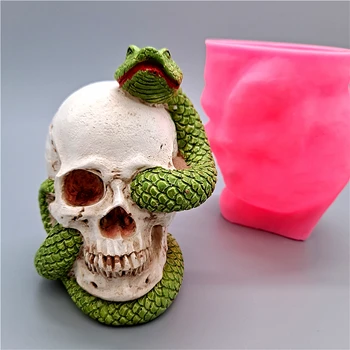 3D Змеиная голова Призрак Силиконовая форма Из Гипсовой смолы Свеча Бетонная Хрустальная форма для Капельницы DIY Ручной работы