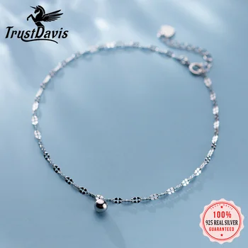 TrustDavis, Аутентичное серебро 925 пробы, Модные минималистичные браслеты-цепочки из сладких Бусин для женщин, подарок Жены Лучшему другу DA1154