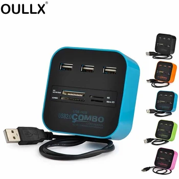 OULLX USB 2,0 Концентратор Комбинированный Разветвитель 3 Порта Док-станция Все в Одном SD TF M2 MS/Pro Duo Card Reader Адаптер Для Портативных ПК