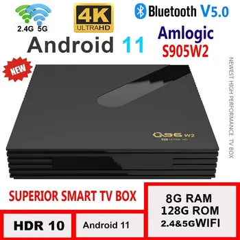 Q96 W2 Smart TV Box Android 11 Amlogic S905W2 Четырехъядерный 2,4 G 5G Двойной WIFI 4K HDR Телеприставка 8 ГБ + 128 ГБ Медиаплеер Iptv Box Горячая