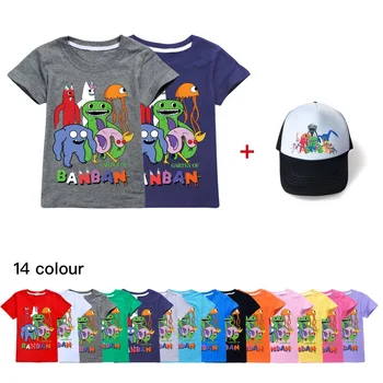 Garden of Banban/ Футболка для мальчиков и девочек + шапка, Детские повседневные топы с короткими рукавами, футболки, Уличная одежда для малышей