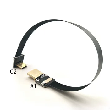 FPV Mini HDMI-совместимый адаптер с углом наклона 90 градусов, Гибкий ленточный Плоский HDMI-кабель с шагом 20 контактов для аэрофотосъемки 5 см-80 см