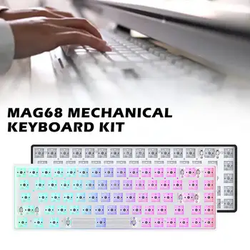 MAG68 Игровая Механическая клавиатура Комплект 3 Режима Беспроводной Bluetooth DIY 68 Сменная Клавиатура RGB Горячие Клавиши С Подсветкой 2,4 G I4Z0