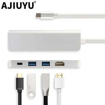 AJIYUU USB C КОНЦЕНТРАТОР Thunderbolt 3 Type C Адаптер Док-станция 3 Порта USB 3,0 4k HDMI С несколькими Портами Для Ноутбука Macbook Pro Air iMac Разветвитель