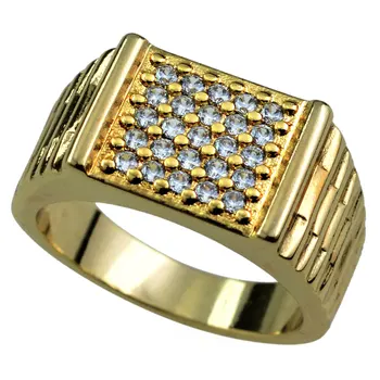 Новое 18-каратное золотое Вакуумное покрытие CZ Обручальное кольцо для мужчин R194 SZ8-15
