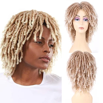Короткий парик с дредами для чернокожих женщин, Афро Кудрявые парики с закруткой, Синтетические термостойкие Дышащие искусственные локоны с косами, Парики для волос