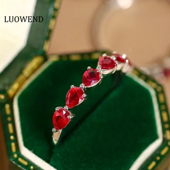 LUOWEND Кольца из белого золота 100% 18 Карат, Роскошное кольцо с натуральным рубином, Классика, Изысканное обручальное кольцо для женщин, ювелирные изделия на заказ