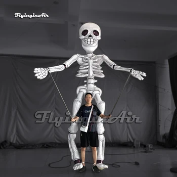 Прогулочный надувной кукольный человек-череп, костюм для парада на Хэллоуин, 3,5 м, белый надувной скелет зомби для мероприятия
