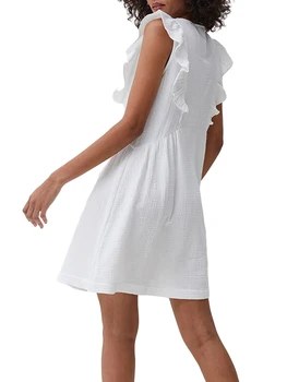 Элегантное Женское Летнее Повседневное платье Трапециевидной формы без рукавов с цветочным принтом, V-образным вырезом и застежкой на пуговицы