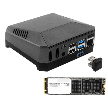 Для Raspberry Pi 4 Argon M.2 Алюминиевый Корпус SATA SSD К USB 3,0 Адаптер Встроенный Вентилятор Охлаждения SSD-карты