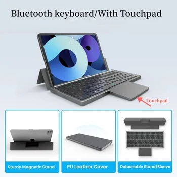 Мини-клавиатура Bluetooth С сенсорной панелью, Беспроводная клавиатура, Складная и перезаряжаемая Для мобильных планшетов Android iOS Windows Teclado