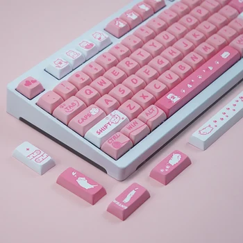 Набор клавишных Колпачков PBT с розовой Кошачьей тематикой XDA, Механические колпачки для клавиатуры, Изготовленные на Заказ Колпачки для клавиатуры, Милые Колпачки для клавиатуры 