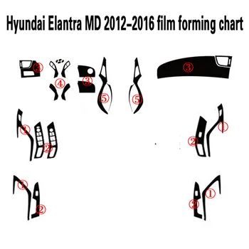 Аксессуары для стайлинга автомобилей Hyundai Elantra MD 2012-2016 Внутренняя Центральная панель управления Дверная ручка Наклейки из углеродного волокна, отличительные знаки