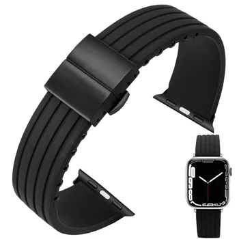 Резиновый ремешок подходит для Apple Watch 8/7 поколения Watch Ultra 6/5 / Series 38/40/42/44/45/49 мм Мягкий силиконовый ремешок для часов