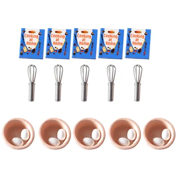 5 Комплектов Декоративной Мини-Взбивалки для яиц, Миниатюрные Миски для яиц, Аксессуары для мини-дома