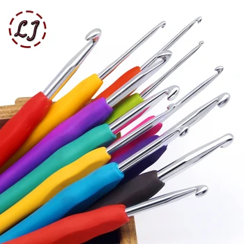 Новый крючок для вязания крючком 2,5-6,0 мм, алюминиевые спицы для вязания крючком с разноцветными мягкими резиновыми ручками, спицы для вязания