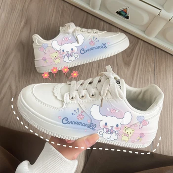 Sanrio/ Детская повседневная обувь Hello Kitty, Белые туфли Kuromi My Melody Cinnamoroll, Дышащая обувь с граффити, Милая обувь для студентов