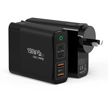 Трендовые товары, новые поступления, зарядное устройство USB-C мощностью 150 Вт GaN с двойным настенным зарядным устройством Type C.