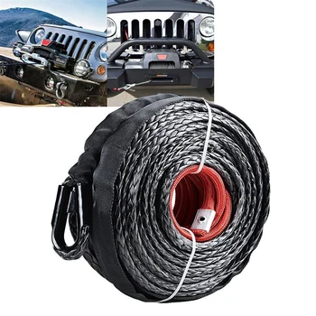 Веревка для лебедки, шнур с оболочкой, 9,5 мм, синтетический буксирный трос, 29 м, шнур для обслуживания автомойки для квадроциклов UTV Off-Road