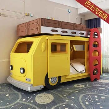 Детская мебель чудесная Детская Мебель для виллы Креативные высокие и низкие кровати автобусные вагоны массивные деревянные кровати для мальчиков и девочек