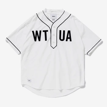 Бейсбольная форма WTAPS с надписью, Свободная и удобная мужская и женская футболка без воротника, повседневный универсальный пуловер