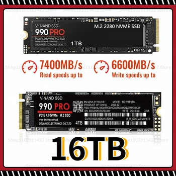 Горячий 4 ТБ 990 PRO PCIe 4.0 NVMe 4.0 M.2 2280 2 ТБ 1 ТБ SSD Внутренний Твердотельный жесткий диск Для Ноутбука Настольный MLC PC Компьютер PS5
