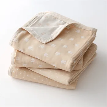 Цветное хлопчатобумажное шестислойное марлевое одеяло для малышей, летнее одеяло для кондиционирования воздуха, одеяло для детского сада, одеяло из чистого хлопка, покрытое одеялом