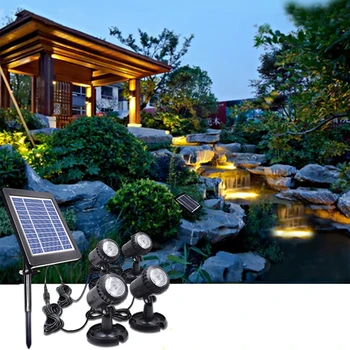 Светодиодный Солнечный Ландшафтный светильник для пруда, Открытый бассейн, Подводный прожектор, IP68 Водонепроницаемый для декора Садовых газонов, фонтанов