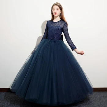 2023 Новое вечернее платье для девочек на заказ-Элегантное бальное платье для выпускного вечера с длинными рукавами