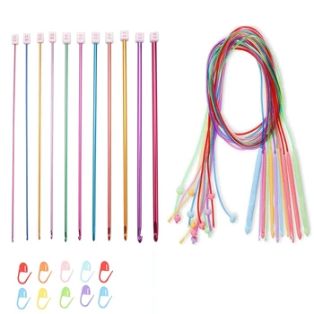 1 Комплект Тунисских крючков для вязания крючком 3,5-12 мм, Пластиковое переплетение кабелей, Набор спиц для вязания, Алюминий