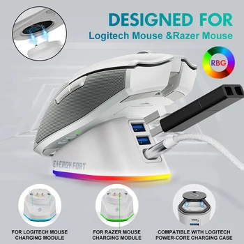 Беспроводная Зарядная док-станция для Logitech Razer Gaming Mouse Qi LED Замена Подзарядки Для G403 502 703 903 Hero G Pro X Superlight