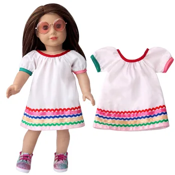 Кукольное платье для костюма Каваи, кукольная одежда, юбка в полоску, обувь 43 см для новорожденных, подходит для 18-дюймовых американских кукольных мальчиков и девочек, подарки