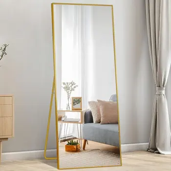 Напольное зеркало 65x22 дюйма, Зеркало в полный рост, Прямоугольное Зеркало для корпуса, золото