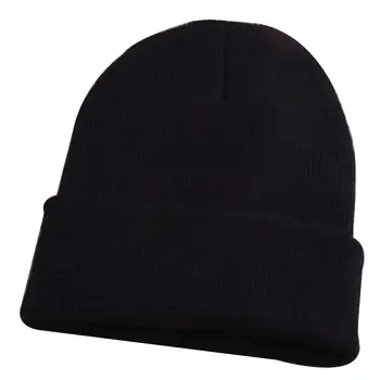 Лидер ПРОДАЖ!!! Модная мужская и женская шапочка-бини, вязаная лыжная шапка в стиле хип-хоп, зимняя теплая шерстяная пряжа, однотонная шапка, черная, осень-весна