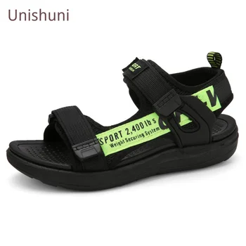 Спортивные сандалии Unishuni для мальчиков, детская летняя пляжная обувь, детские сандалии с двойным регулируемым ремешком-петлей, мужская легкая уличная обувь