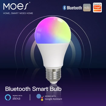 MOES Smart Bluetooth Светодиодная Лампа с Регулируемой Яркостью 9 Вт E27 TUYA Лампы для Вечеринок с Регулируемым Цветом Освещения Alexa Google Voice