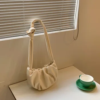 Женская сумка Весна/Лето 2023, Новая Дизайнерская плиссированная сумка из искусственной кожи с магнитной пряжкой, Модная сумка через плечо на одно плечо
