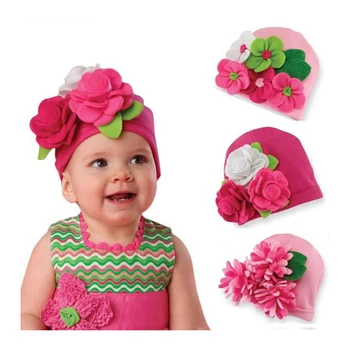 Весенняя шапка для маленьких девочек, зимняя шапочка-бини, чепец, тюрбан, рождественский реквизит для фотосъемки, подарок с цветами, шапочка для новорожденных, одежда для детей